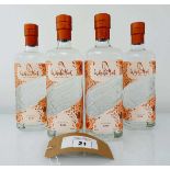 +VAT 4 bottles of Whatahoot Hushwing Gin from King's Lynn Norfolk 70cl 40% (Note VAT added to bid