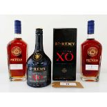 +VAT 3 bottles, 2x Metaxa 12 Star Greek Brandy 70cl 40% & 1x St Remy XO Extra Old French Brandy with