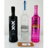 +VAT 3 bottles of Vodka, 1x XIX Premium Vodka 40% 70cl, 1x Belvedere Polish Vodka 40% 70cl & 1x J