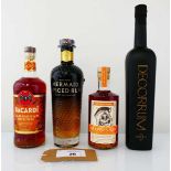 +VAT 4 bottles of Rum, 1x Mermaid Spiced Rum from the Isle of Wight 70cl 40%, 1x DECORRUM Spiced Rum