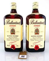 2 bottles of Ballantine's Finest Scotch Whisky Duty Free Label 1 litre 43%