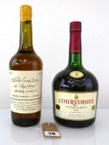 2 bottles, 1x Courvoisier VS Cognac old style 40% 1 litre & 1x Domaine Familial L Dupont Calvados du