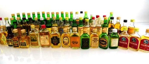 A collection of about 58 old Single Malt Scotch Whisky including The Macallan, Dufftown, Tomatin,