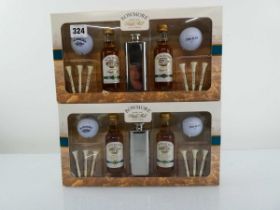 2x Bowmore Golf Gift Sets circa late 1990s comprising 2x Bowmore 12 year old SMSW 43% 5cl, branded