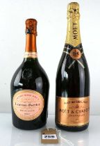 2 bottles of Rose Champagne, 1x Laurent Perrier Cuvee Rose Brut & 1x Moet & Chandon Brut Imperial