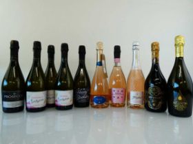 +VAT 10 bottles of Sparkling wines, 5x Via Via Extra Dry Prosecco with personalised labels, 1x