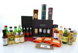 +VAT About 25 various Whisky miniatures & 3 pouches including Midleton, Chivas Regal, Strathisla,