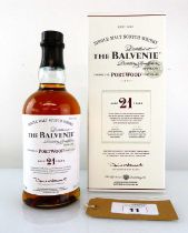 +VAT A bottle of The Balvenie 21 year old Portwood Single Malt Scotch Whisky with box 40% 70cl (Note