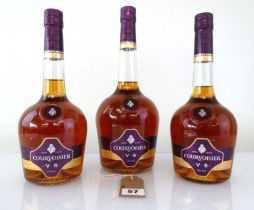 3 bottles of Courvoisier VS Cognac 40% 1x 1litre & 2x 70cl