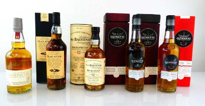 +VAT 6 small 20cl bottles of Single Malt Scotch Whisky, 2x Glengoyne 15 year old Highland with boxes