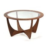 Victor Wilkins for G-Plan, a 1960's 'Astro' coffee table with a glazed insert and teak frame, d.