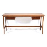A Vanson walnut console table on square tapering legs, with a pair of associated contemporary