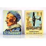 A pair of reproduction French advertising plaques for Air-Orient and Compagnie de Navigation, on