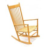 Hans Wegner (1914-2007) for FDB Mobler, a Danish beech J16 rocking chair with a seagrass seat and