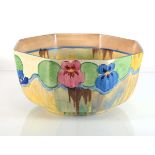 Clarice Cliff for Newport Pottery, aa Bizarre Range bowl of octagonal form decorated in the 'Delecia