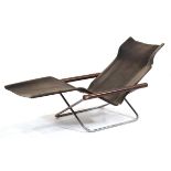 Takeshi Nii for Jox Interni, a 1950's Japanese 'ny' lounge chair in chrome-plated metal, beech and