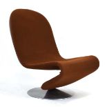 A '1-2-3' S-shaped chair designed by Verner Panton and upholstered in brown fabric*Sold subject to