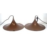 A pair of 1970's Danish brown enamelled ceiling lights of trumpet form (2)