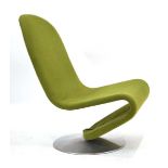 A '1-2-3' S-shaped chair designed by Verner Panton and upholstered in green fabric*Sold subject to