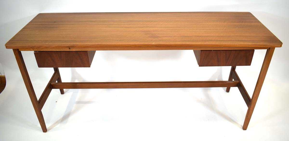 A Vanson walnut console table on square tapering legs, with a pair of associated contemporary - Image 2 of 2