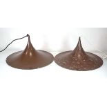 A pair of 1970's Danish brown enamelled ceiling lights of trumpet form (2)