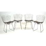 After Harry Bertoia (Italian-American, 1915-1978), a set of four wirework side chairs, each with a