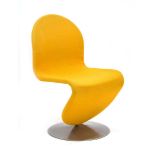 A '1-2-3' S-shaped chair designed by Verner Panton and upholstered in yellow fabric*Sold subject