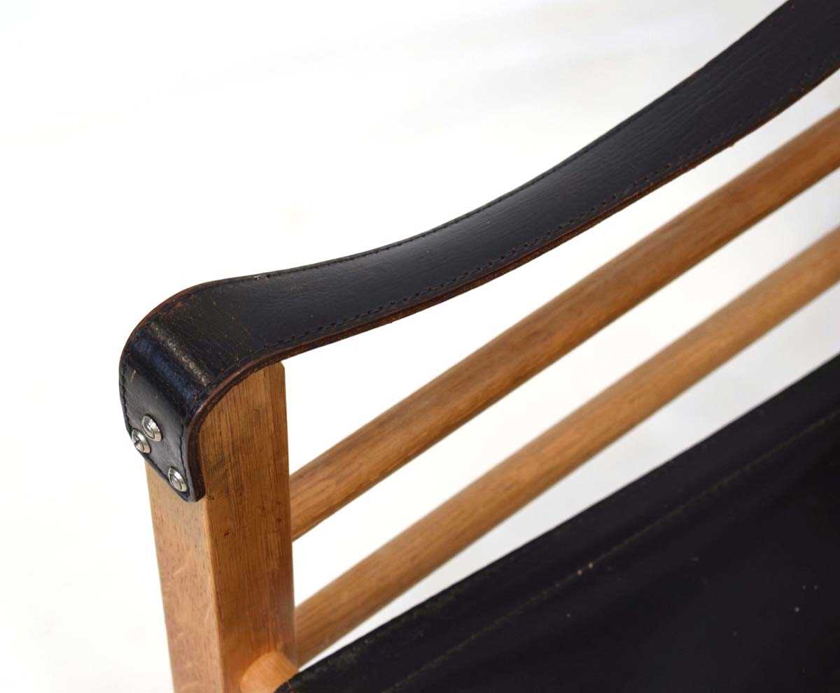 Aage Bruun & Son, a 1960's oak framed 'Safari' chair upholstered in patinated black leather *Sold - Image 4 of 11