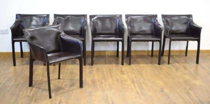 A set of six Italian 'Coco' chairs by Matteo Grassi (Matteograssi) upholstered in brown saddle