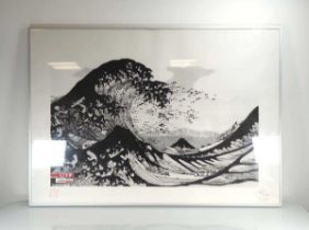 Pure Evil (aka Charles Uzzell-Edwards, London street artist, b. 1968), 'Hokusai Tsunami', signed,