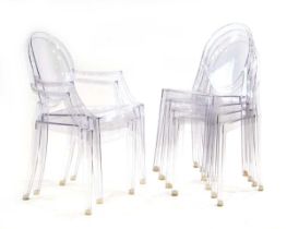 Philippe Starck for Kartell, a set of 'Louis Ghost' and 'Victoria Ghost' stacking chairs (6) No