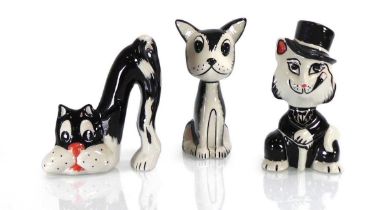 Lorna Bailey, a group of three cats in black and white (3)