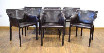 A set of six Italian 'Coco' chairs by Matteo Grassi (Matteograssi) upholstered in brown saddle