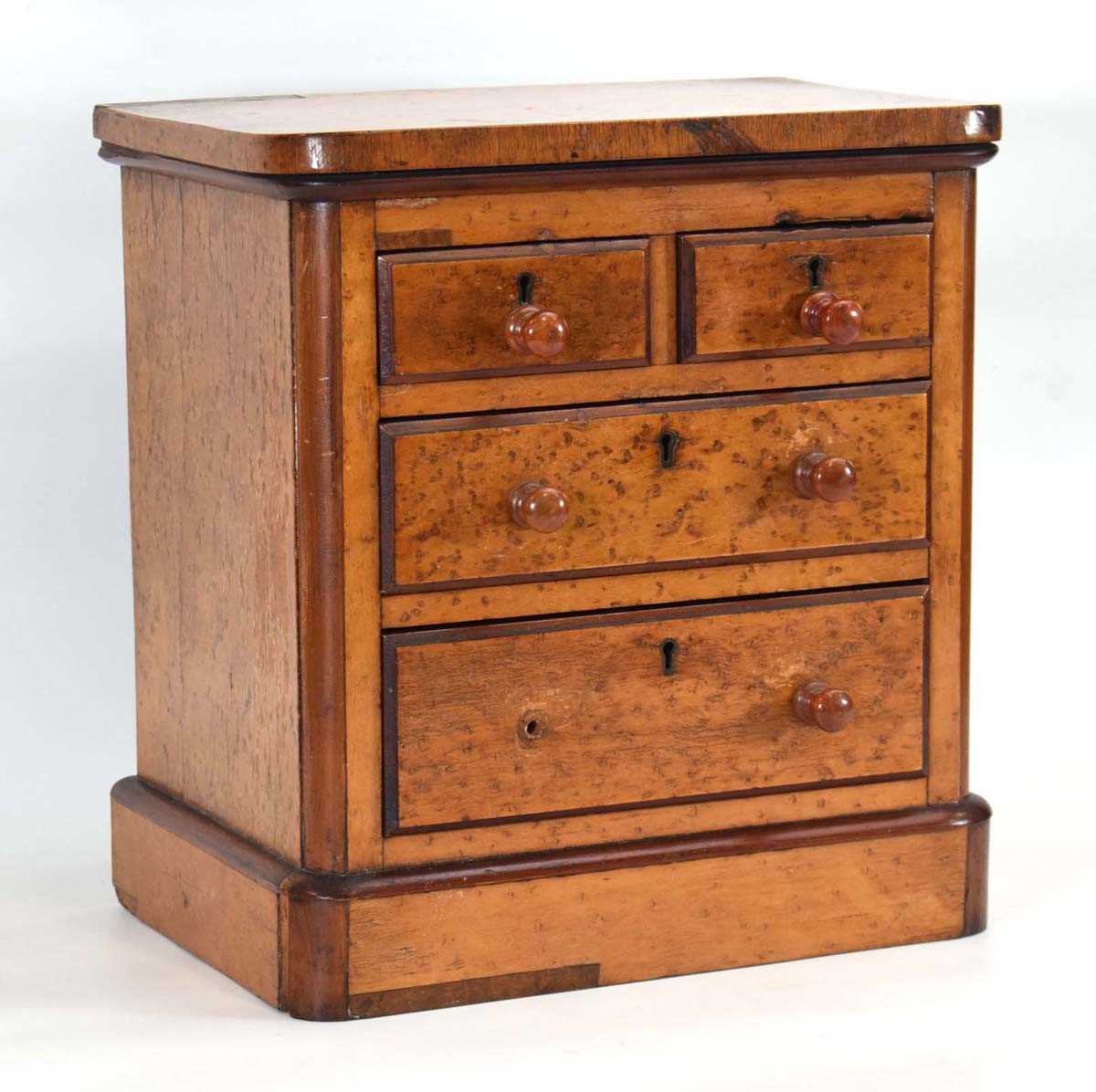 An apprentice piece modelled as a Victorian yew chest of four drawers, 32 x 21 x 35 cm - Image 2 of 4