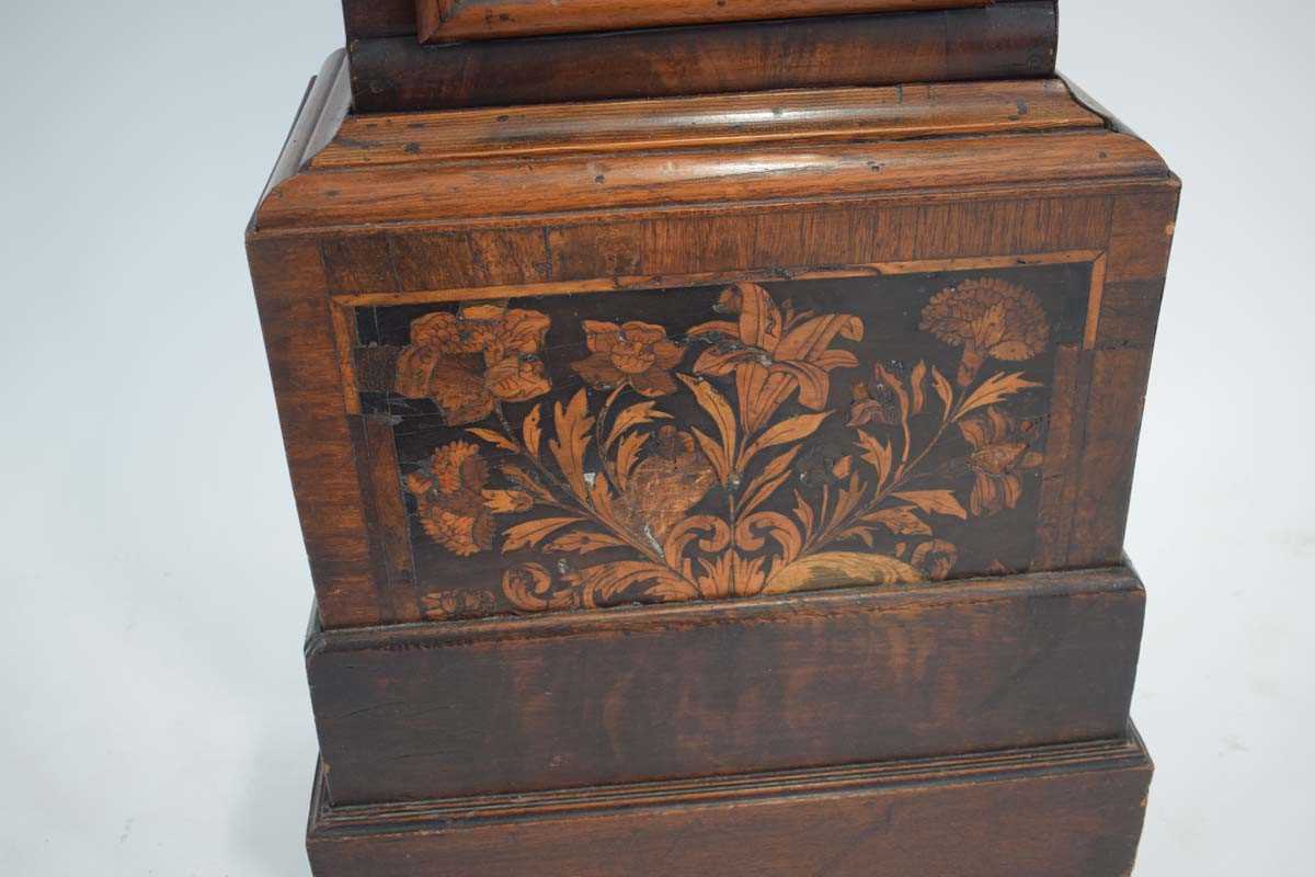 An early 18th century and later longcase clock, the movement striking on a bell, the brass face with - Image 10 of 20