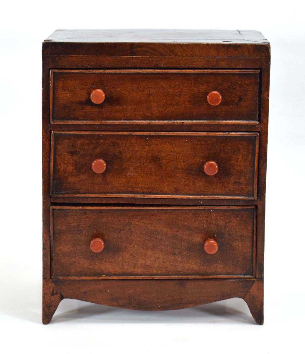 An apprentice piece modelled as a Victorian mahogany chest of three drawers, 24 x 16 x 31 cm - Image 2 of 3