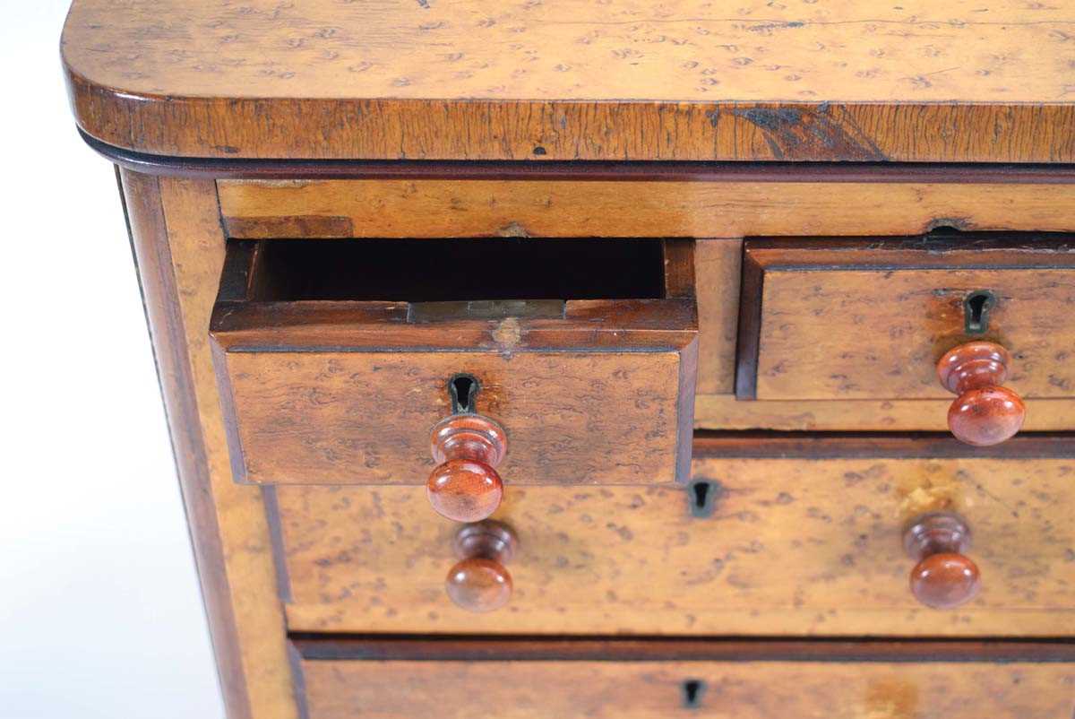 An apprentice piece modelled as a Victorian yew chest of four drawers, 32 x 21 x 35 cm - Image 4 of 4