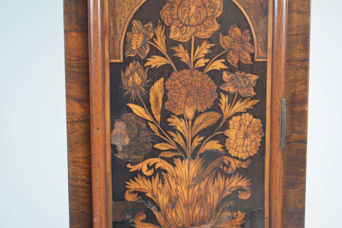 An early 18th century and later longcase clock, the movement striking on a bell, the brass face with - Image 15 of 20