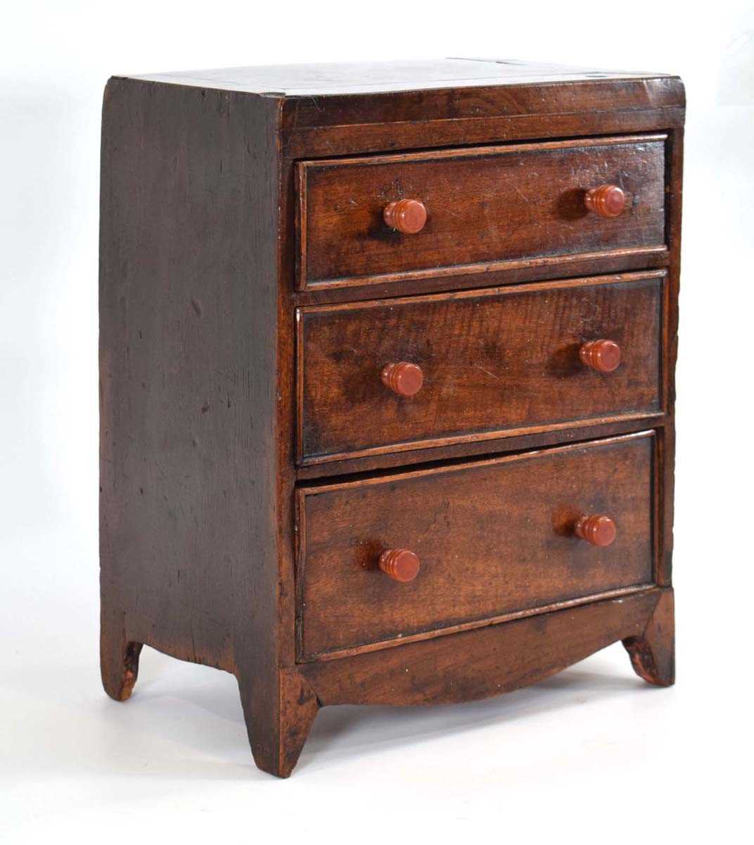 An apprentice piece modelled as a Victorian mahogany chest of three drawers, 24 x 16 x 31 cm - Image 3 of 3