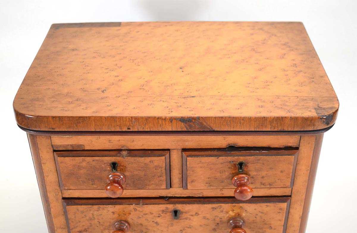 An apprentice piece modelled as a Victorian yew chest of four drawers, 32 x 21 x 35 cm - Image 3 of 4