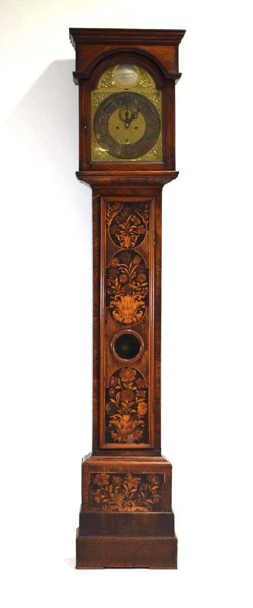 An early 18th century and later longcase clock, the movement striking on a bell, the brass face with - Image 2 of 20