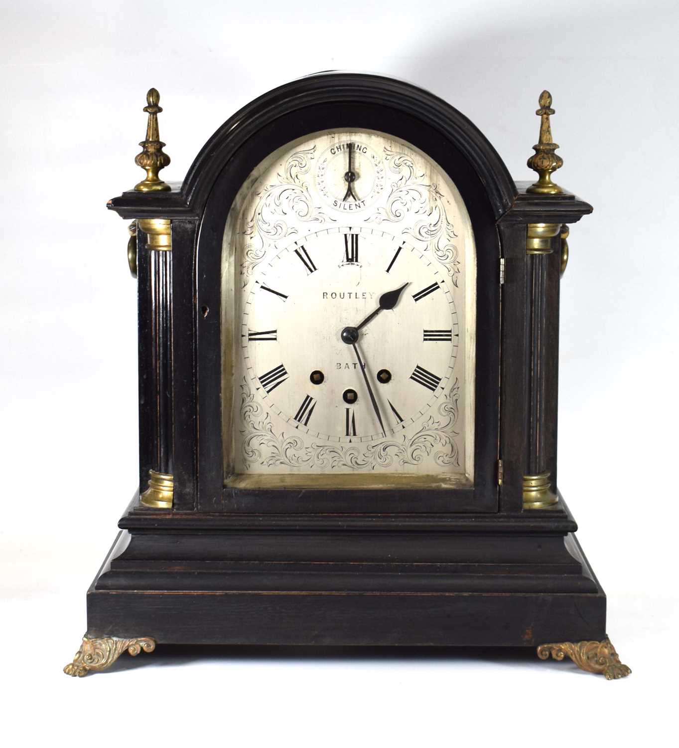 Edwin Routley of Bath, a mid-Victorian bracket clock, the movement chiming on eight concentric bells - Image 3 of 10