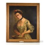 English School, late 19th/early 20th century,A half length study of a female beauty wearing a