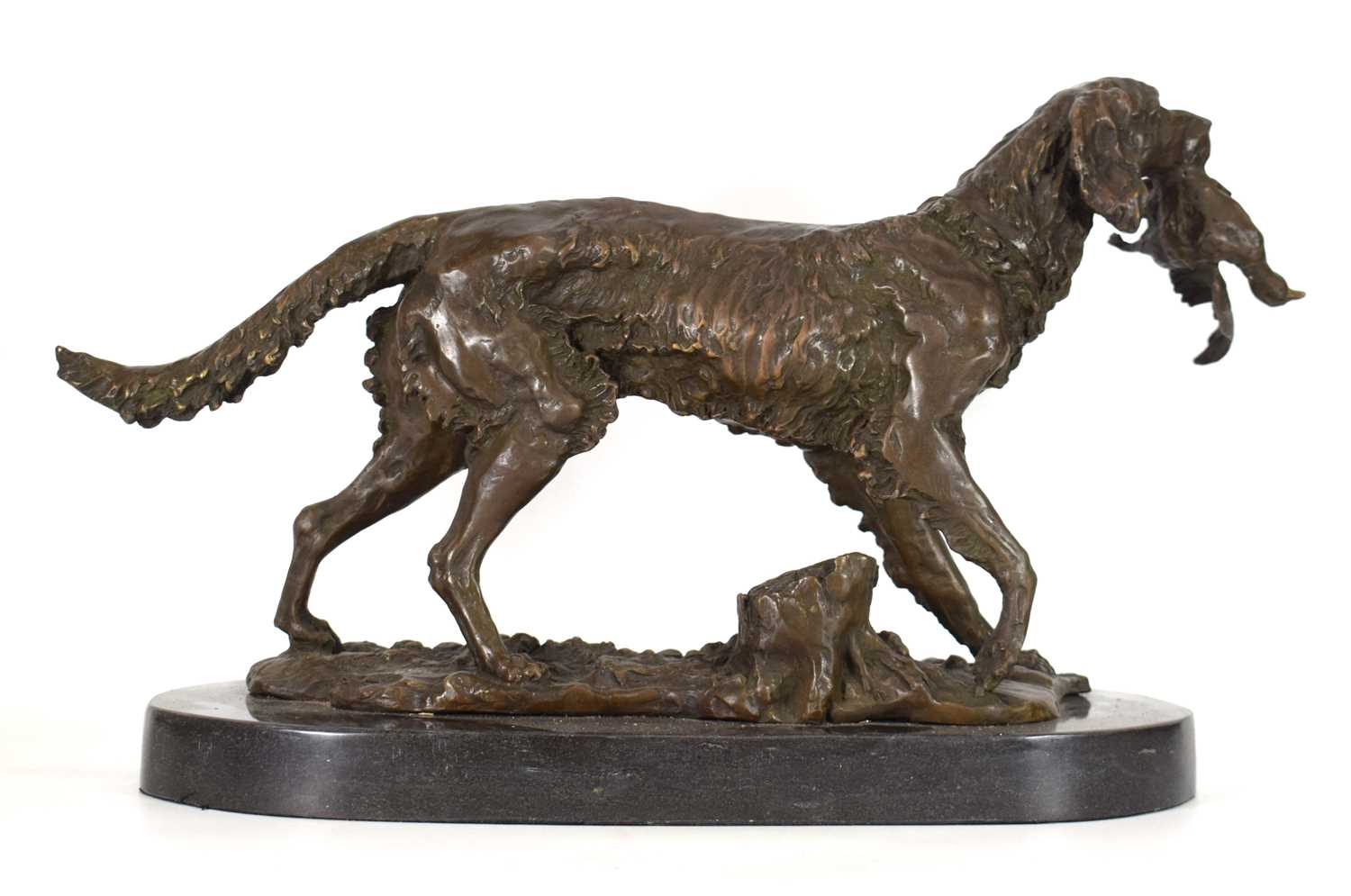 After Antoine Louis Barye (French, 1795-1875), a bronze figure modelled as a red setter clutching - Image 5 of 6