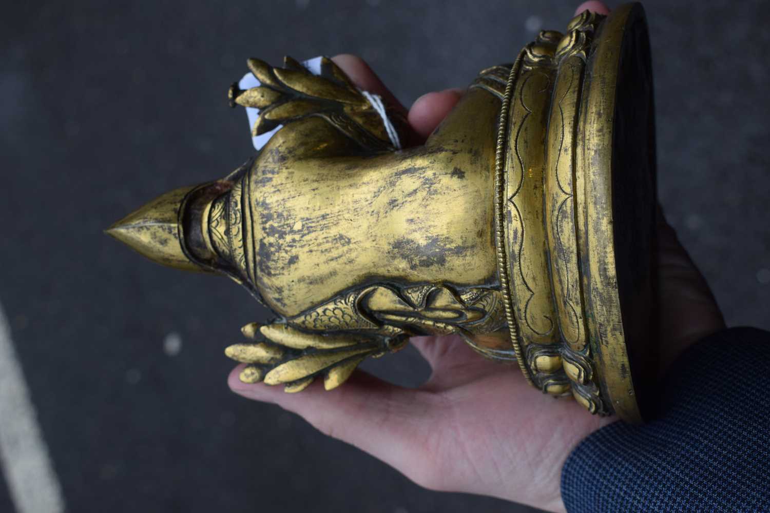 A 19th century Tibetan gilt bronze figure modelled as Tsongkhapa, h. 18 cmSome tarnishing. Base - Image 9 of 28