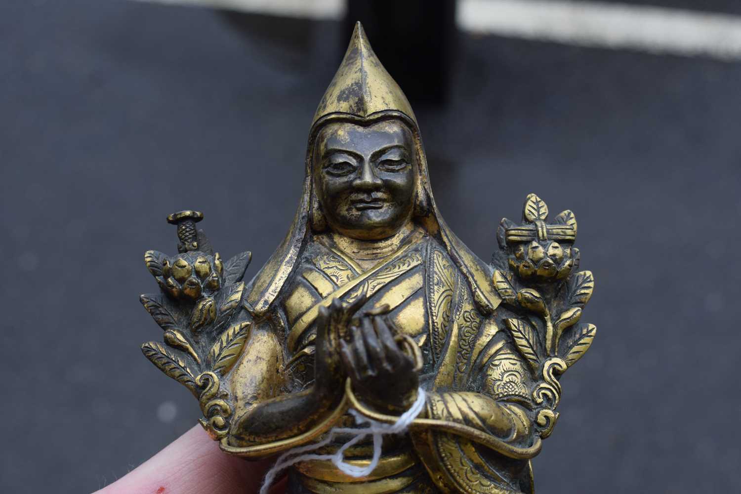 A 19th century Tibetan gilt bronze figure modelled as Tsongkhapa, h. 18 cmSome tarnishing. Base - Image 5 of 28