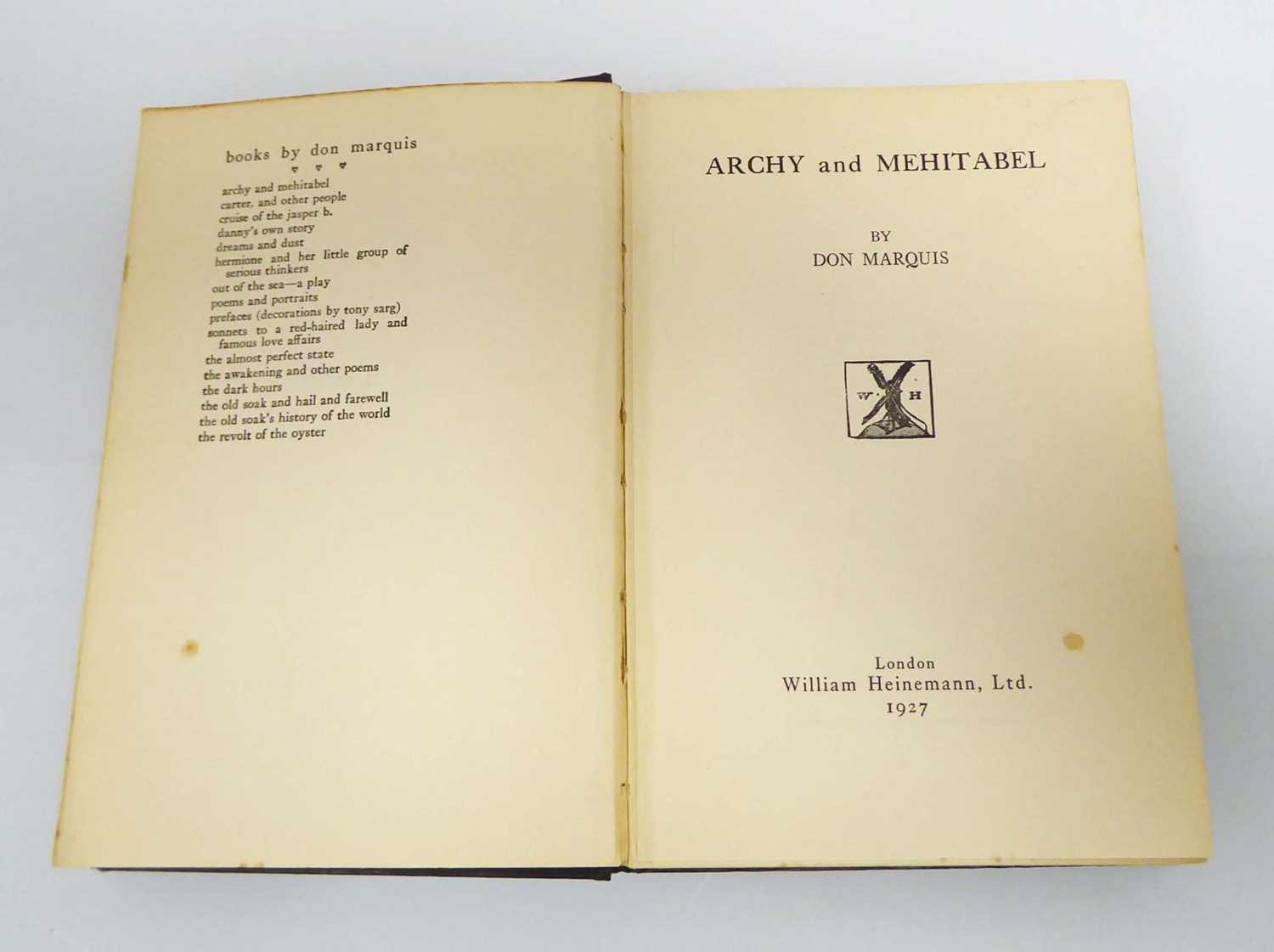 Don Marquis : Archy & Mehitabel, 1927. 1st. if not early Edition. 8vo. Hb. Black Cloth With Red