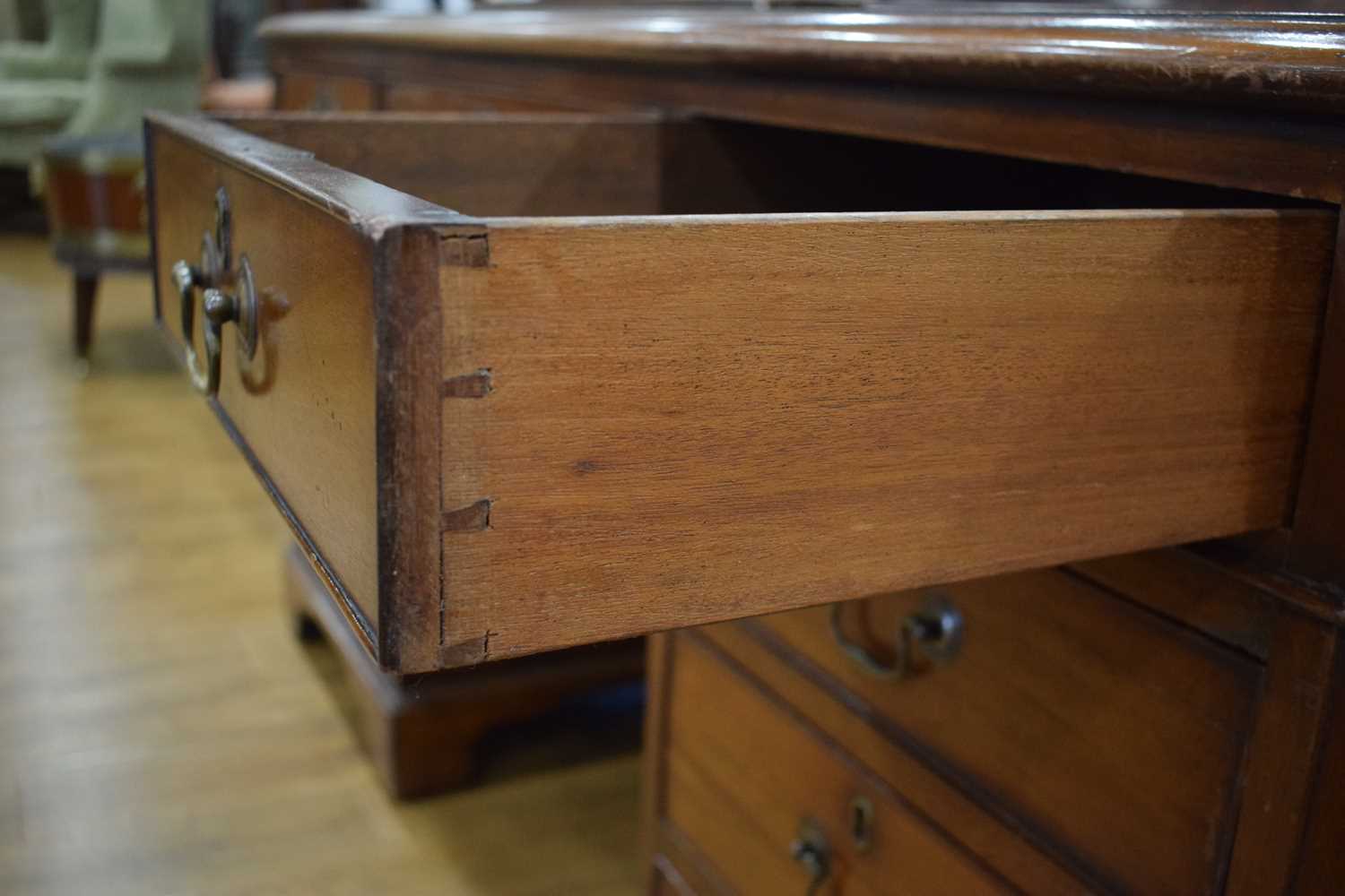 A late 19th/early 20th century mahogany partner's desk, the green tooled leather surface over a - Image 21 of 22