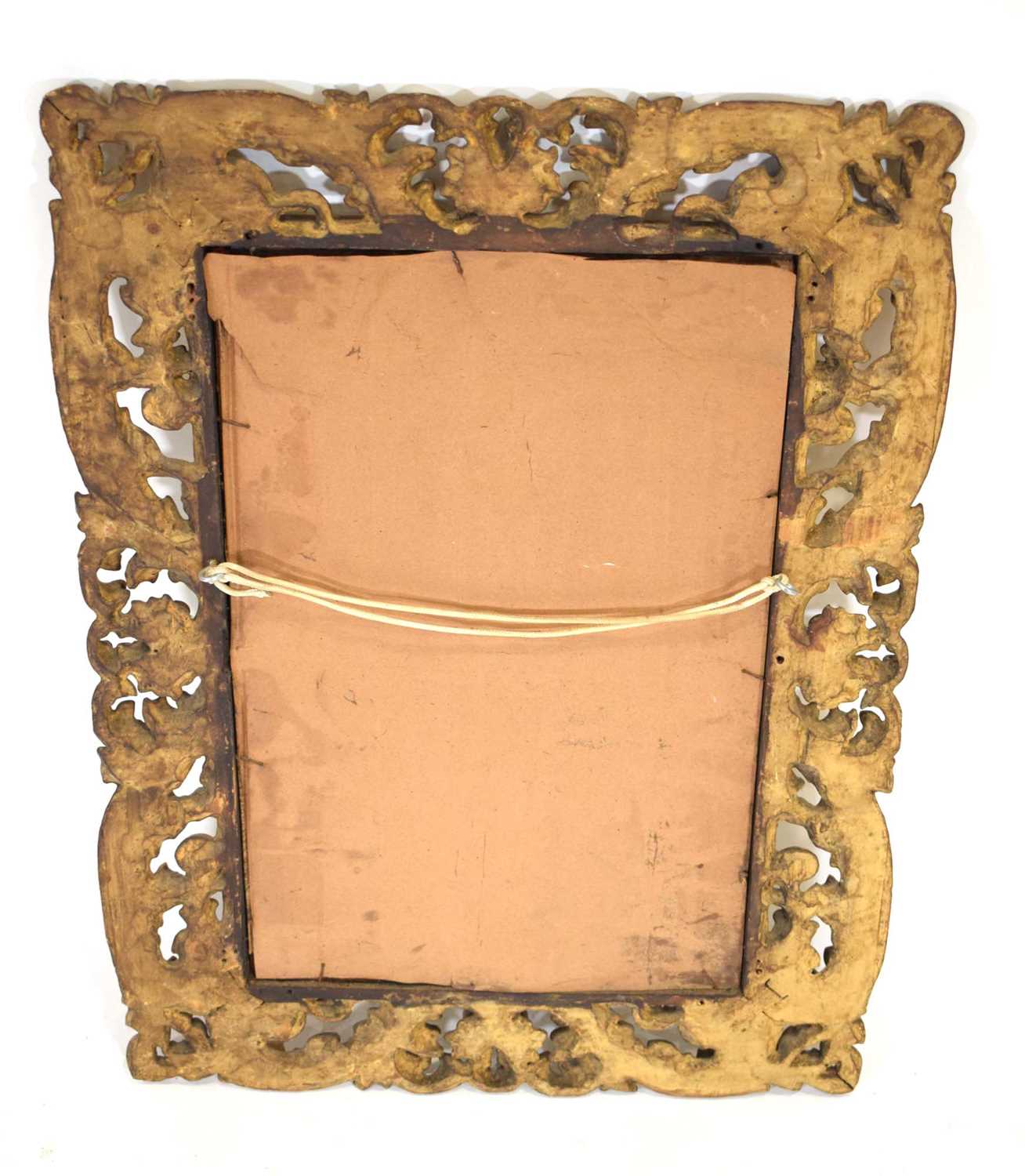 A 19th century giltwood mirror of foliate fretwork design decorated with miniature gesso balls, - Image 5 of 5