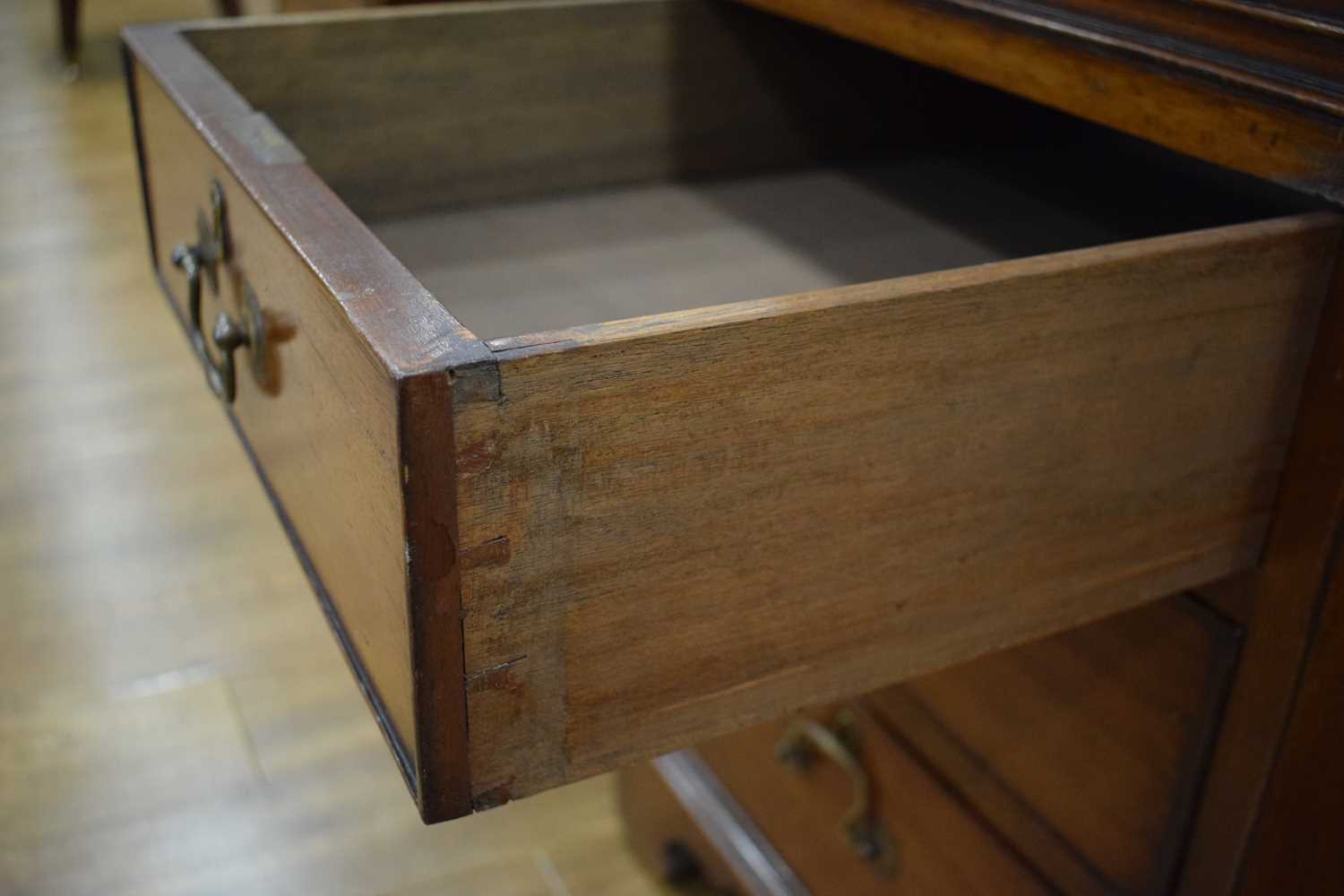 A late 19th/early 20th century mahogany partner's desk, the green tooled leather surface over a - Image 8 of 22